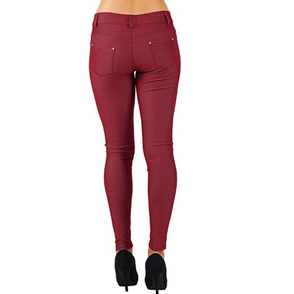Jean Look Jeggings Slim Fit Pull Up Pants - Picture 3 of 5